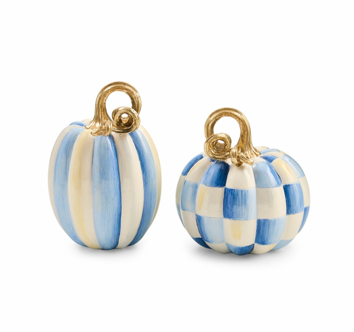 Royal Check and Stripe Petite Pumpkins, Set of 2