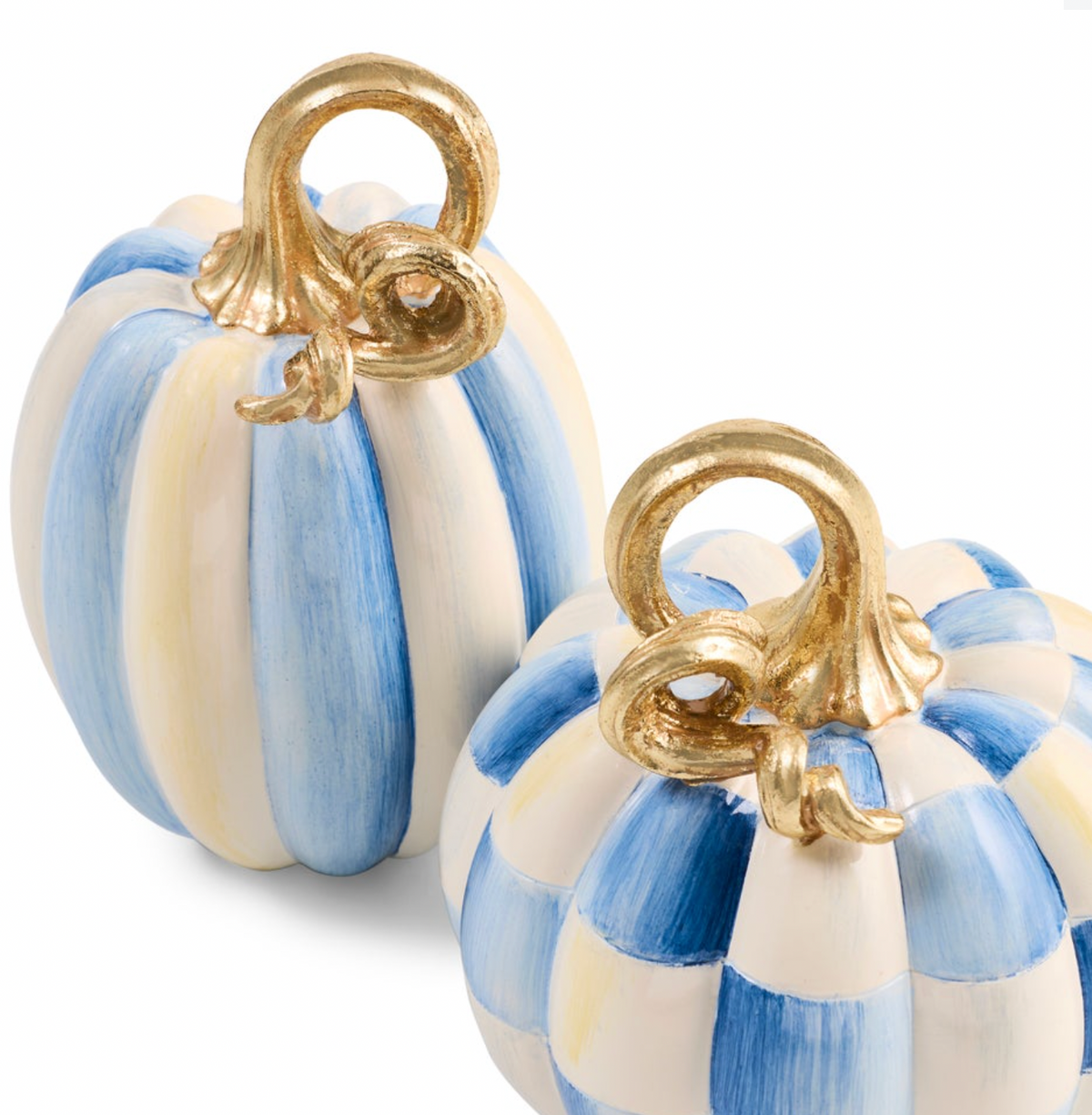 Royal Check and Stripe Petite Pumpkins, Set of 2
