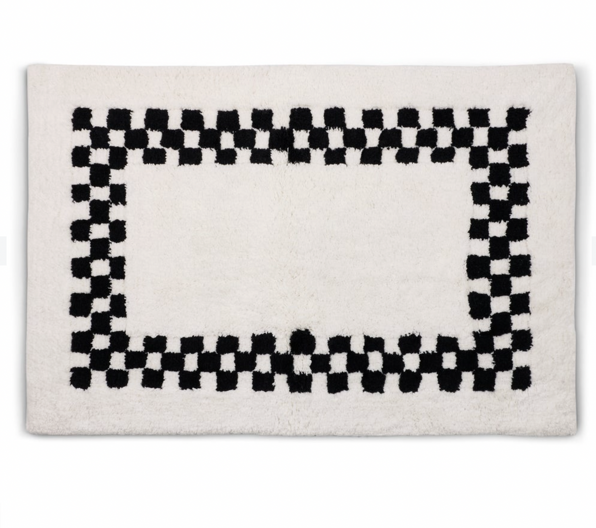 Black Check Hotel Bath Rug