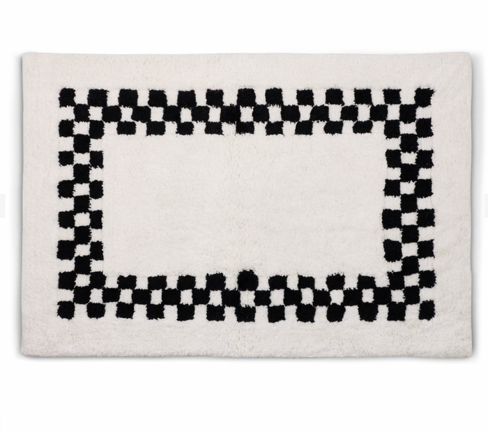 Black Check Hotel Bath Rug