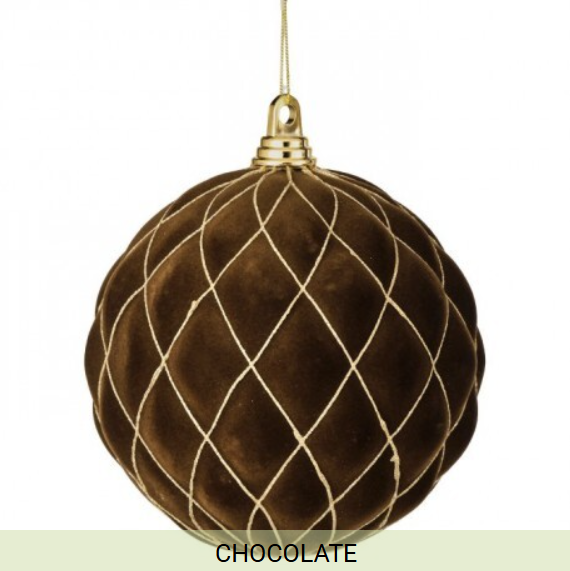 200MM VP FLCK W/GLTR DIAMOND BALL ORNAMENT
