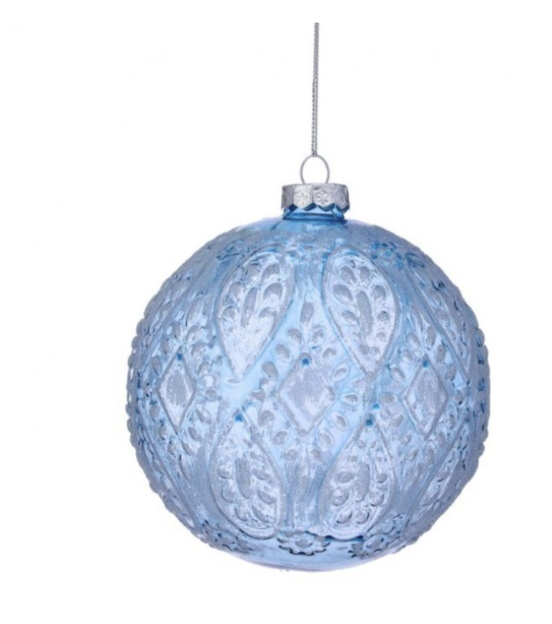 5" BEADED GLS PATTERNED BALL ORNAMENT