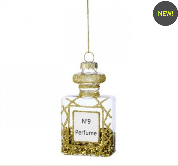 3.5" GLASS PERFUME BOTTLE ORNAMENT