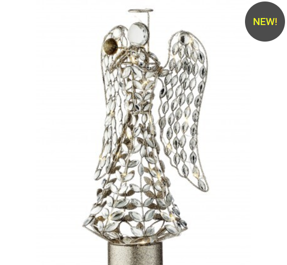 16" LED/BTY/TMR SPINNING JEWEL ANGEL