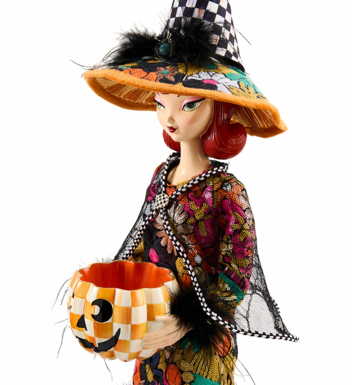 Glamoura Fabric Witch with Pumpkin