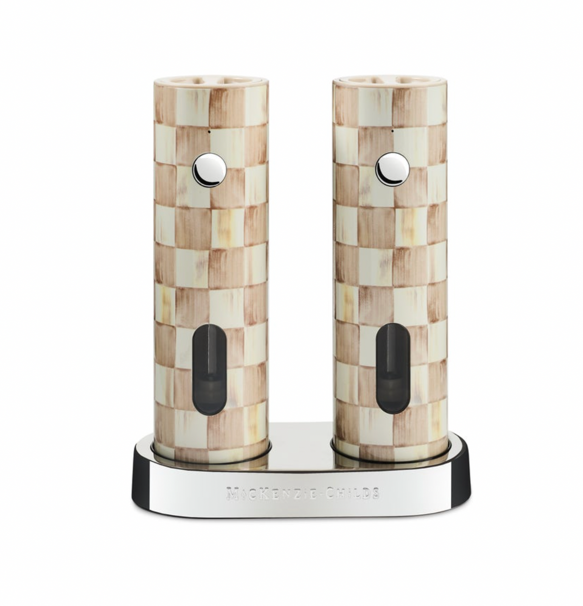Mocha Check Electric Salt & Pepper Grinder Set