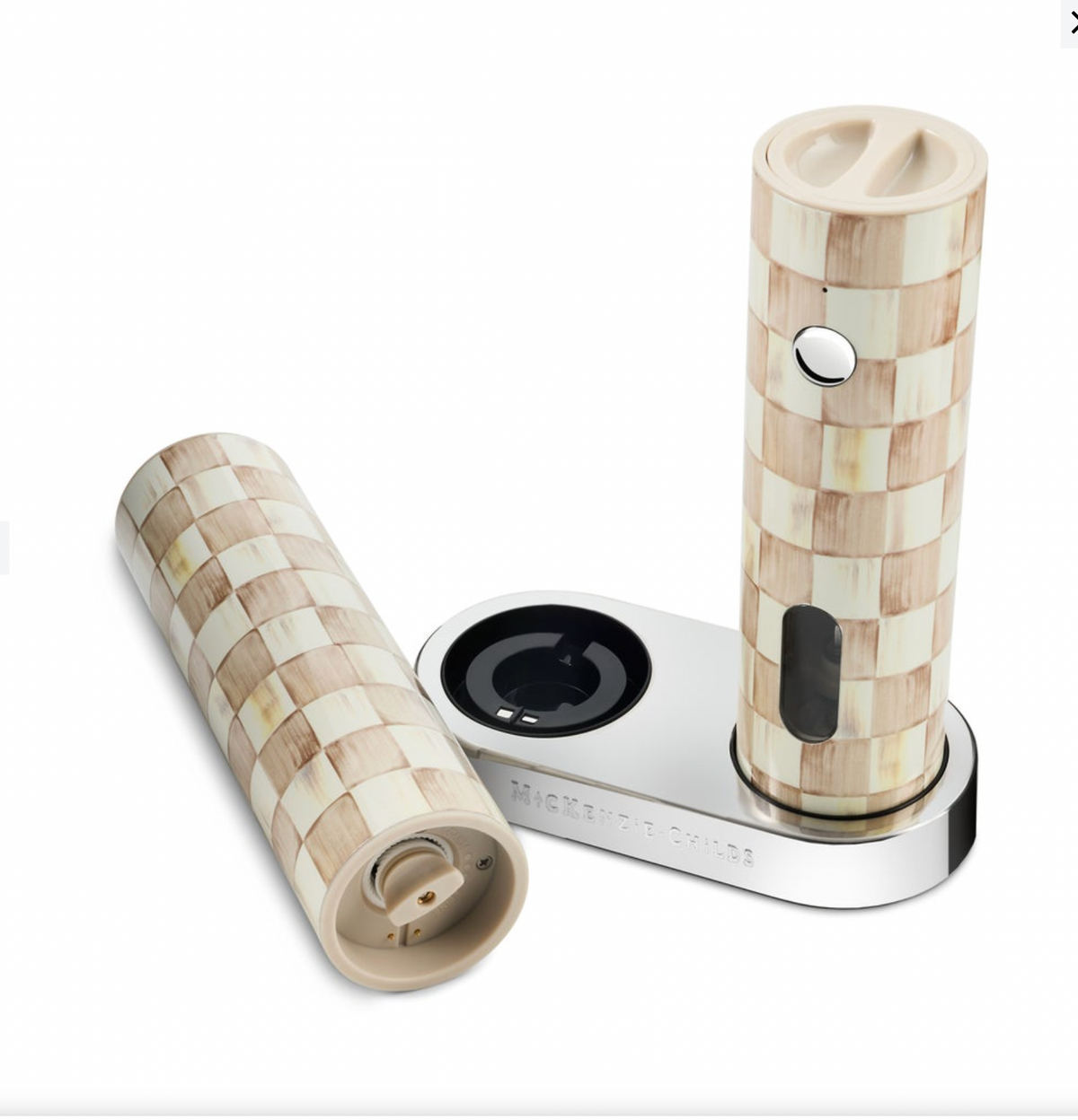 Mocha Check Electric Salt & Pepper Grinder Set