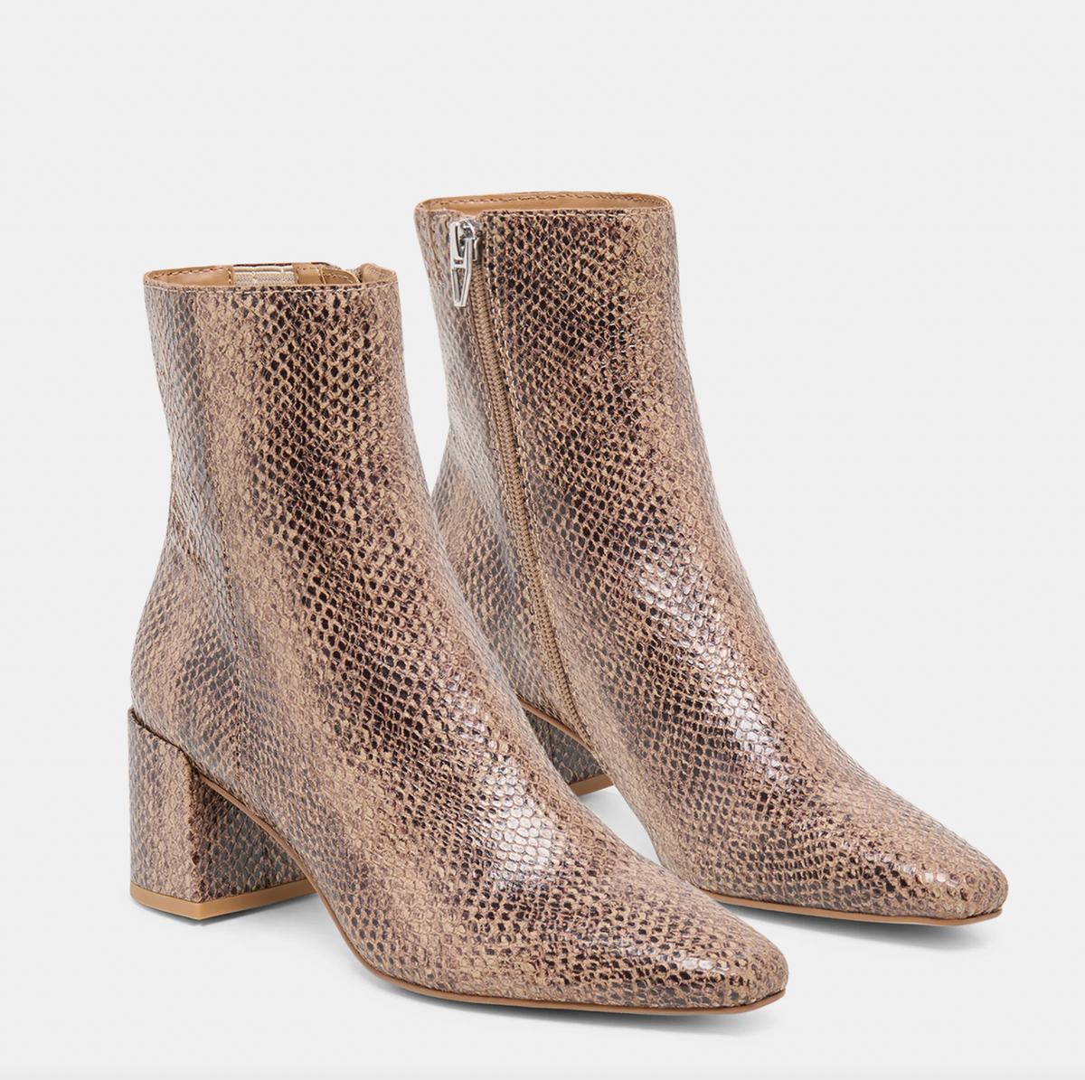 Bayra Booties Snake Tan Embossed Leather