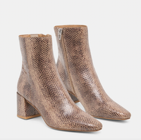 Bayra Booties Snake Tan Embossed Leather