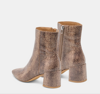 Bayra Booties Snake Tan Embossed Leather