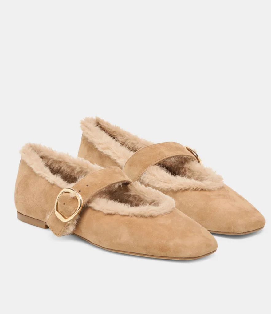 Mella Plush Ballet Flats Lt Brown Suede