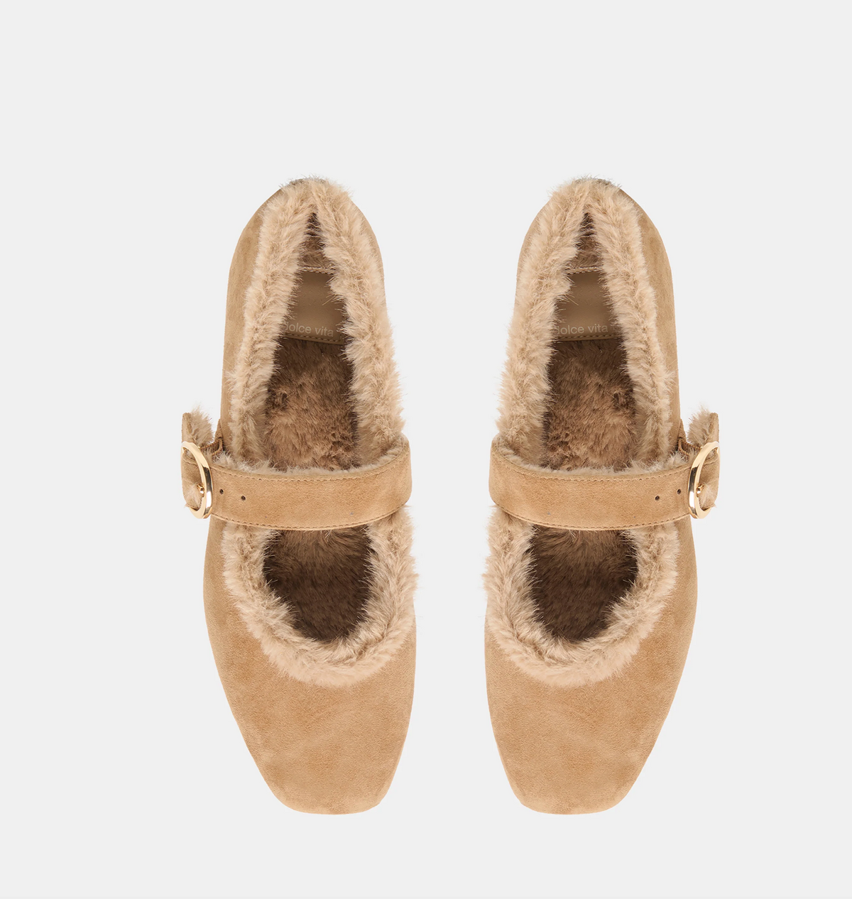 Mella Plush Ballet Flats Lt Brown Suede