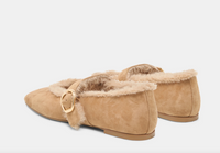 Mella Plush Ballet Flats Lt Brown Suede