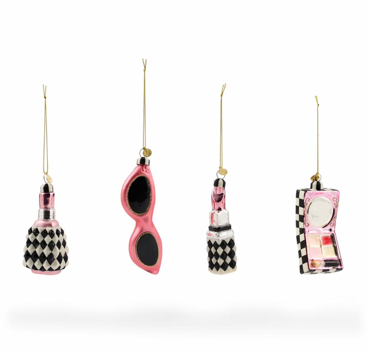 Courtly Cosmetic Glass Ornaments, Set of 4