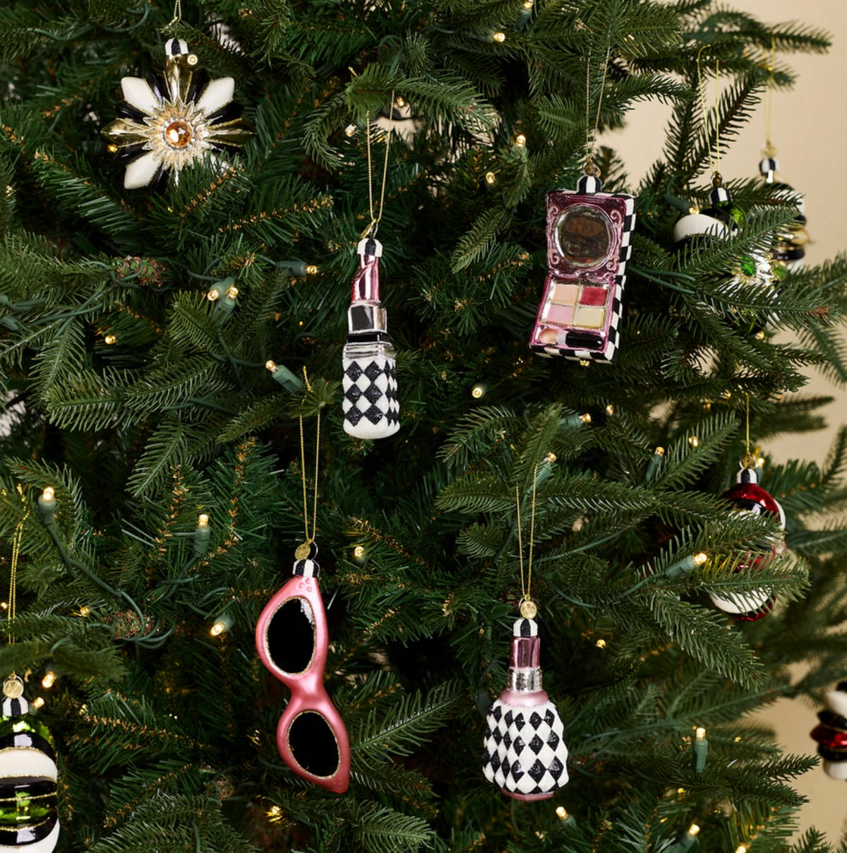 Courtly Cosmetic Glass Ornaments, Set of 4