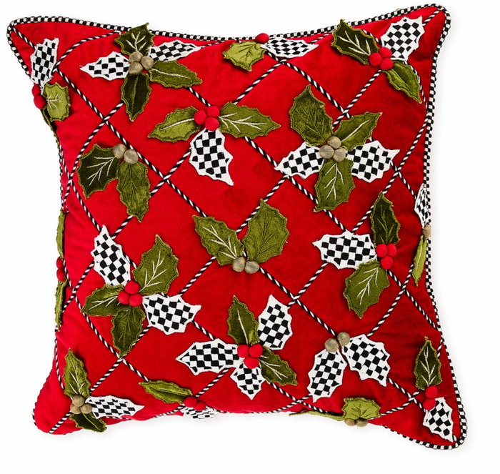 Holly Lattice Throw Pillow