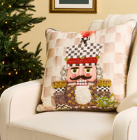 Mocha Check Nutcracker Throw Pillow