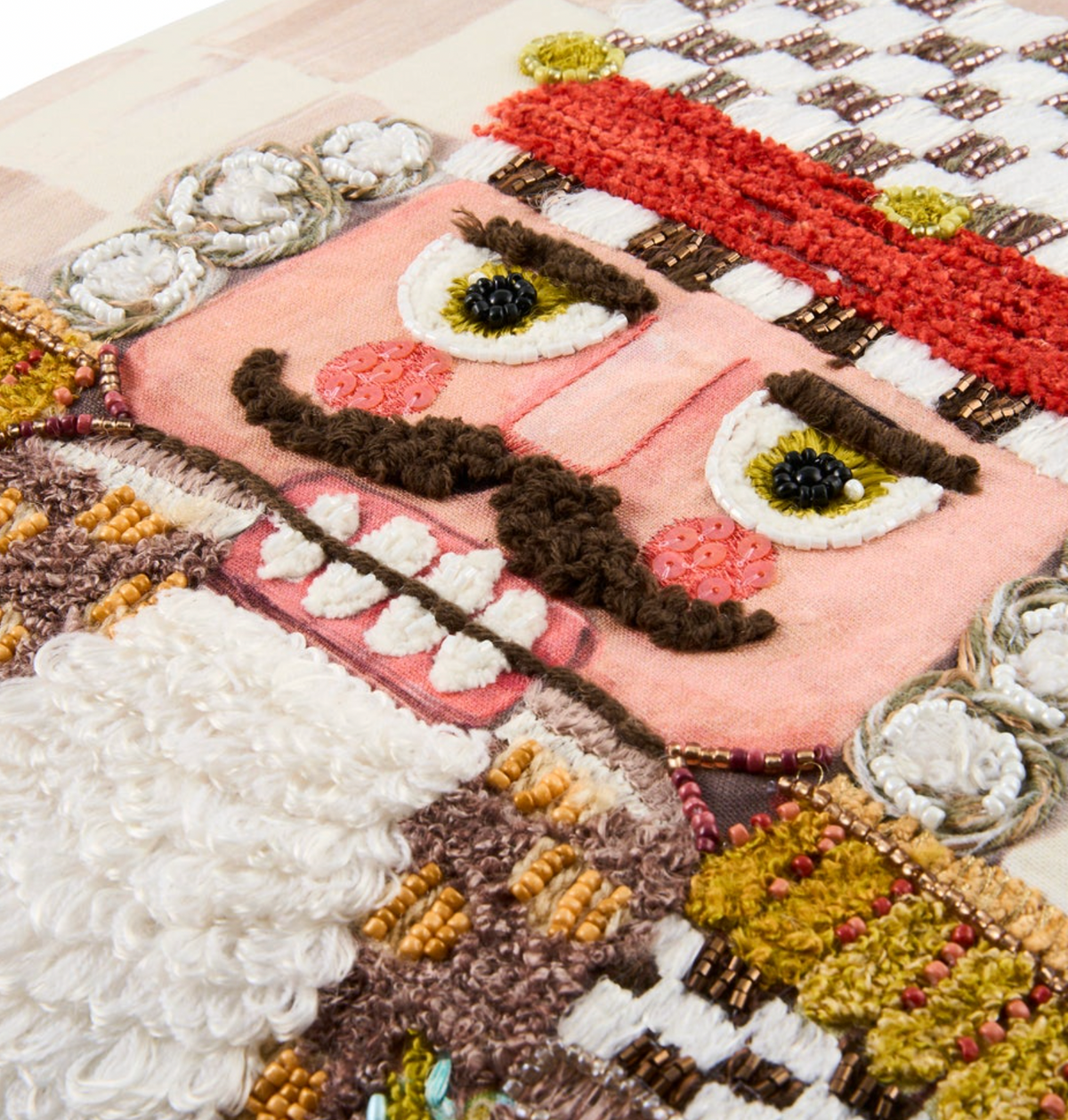 Mocha Check Nutcracker Throw Pillow