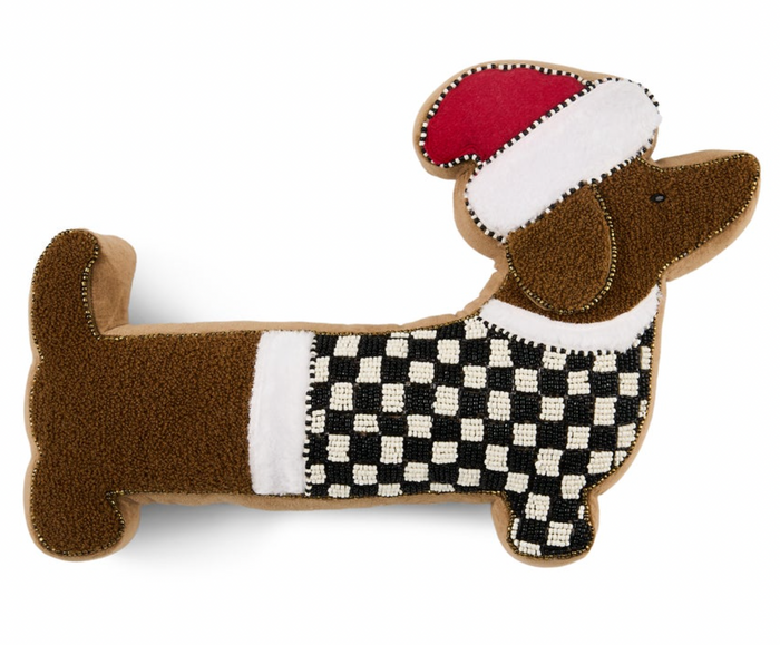 Holiday Dachshund Shape Throw Pillow
