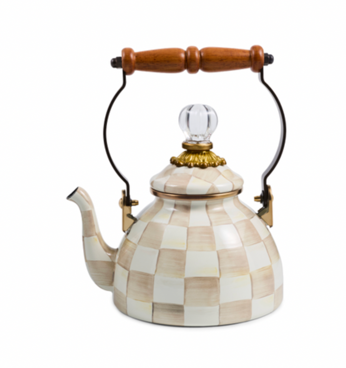 Mocha Check 1 Quart Tea Kettle