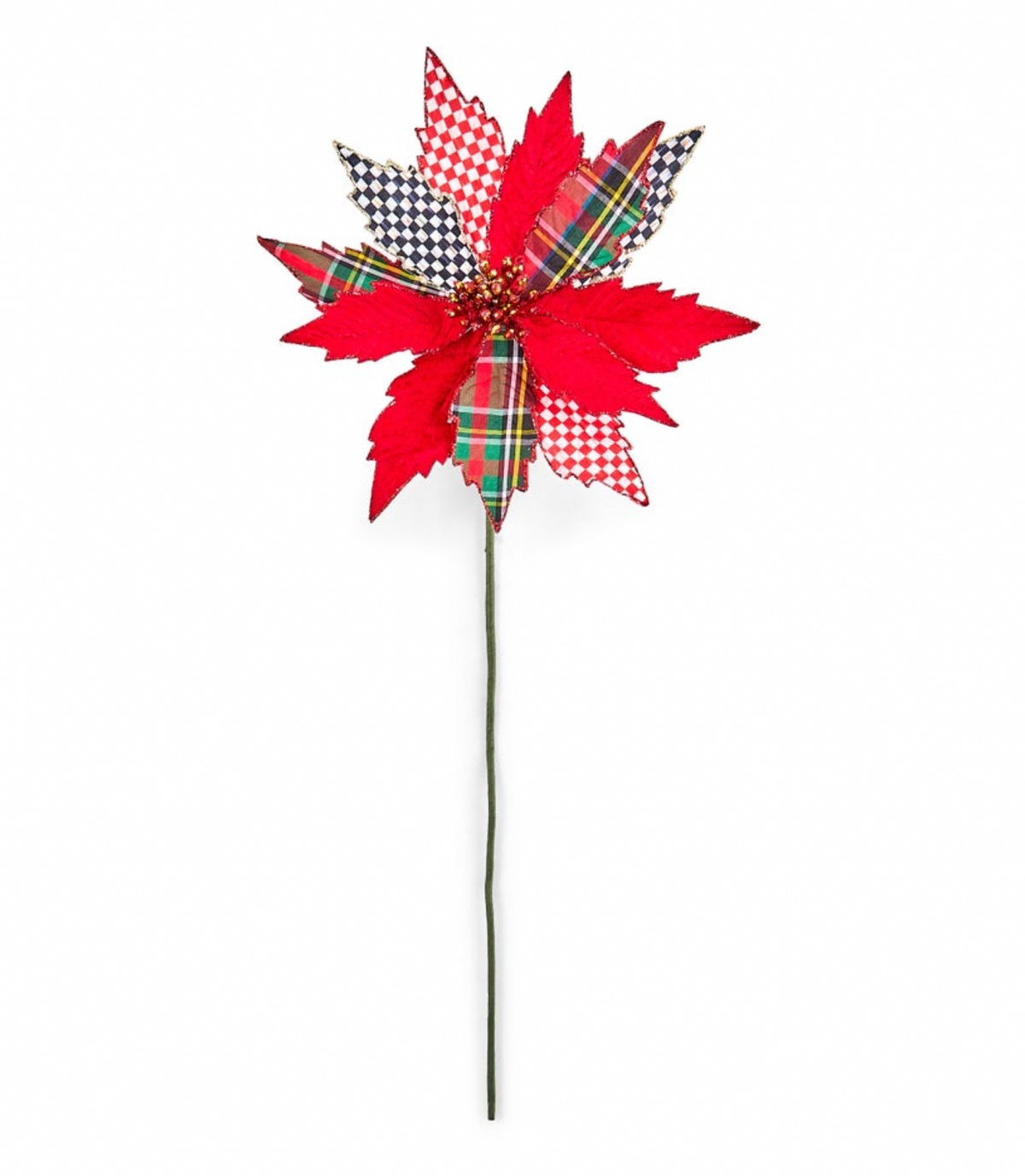 Timeless Tartan Poinsettia Stem