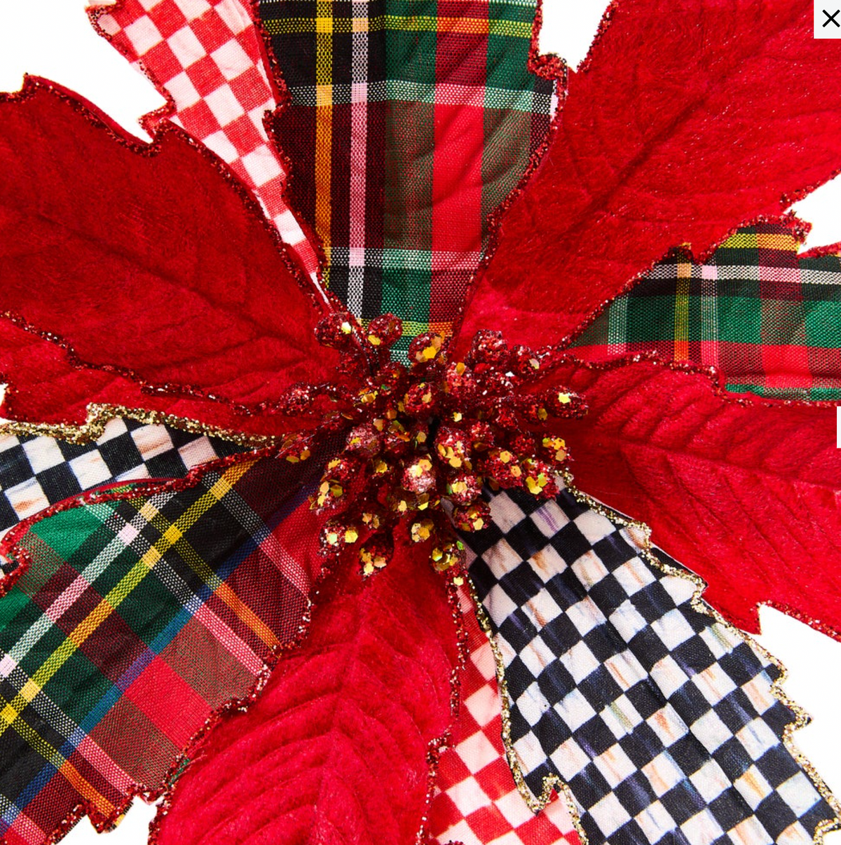 Timeless Tartan Poinsettia Stem