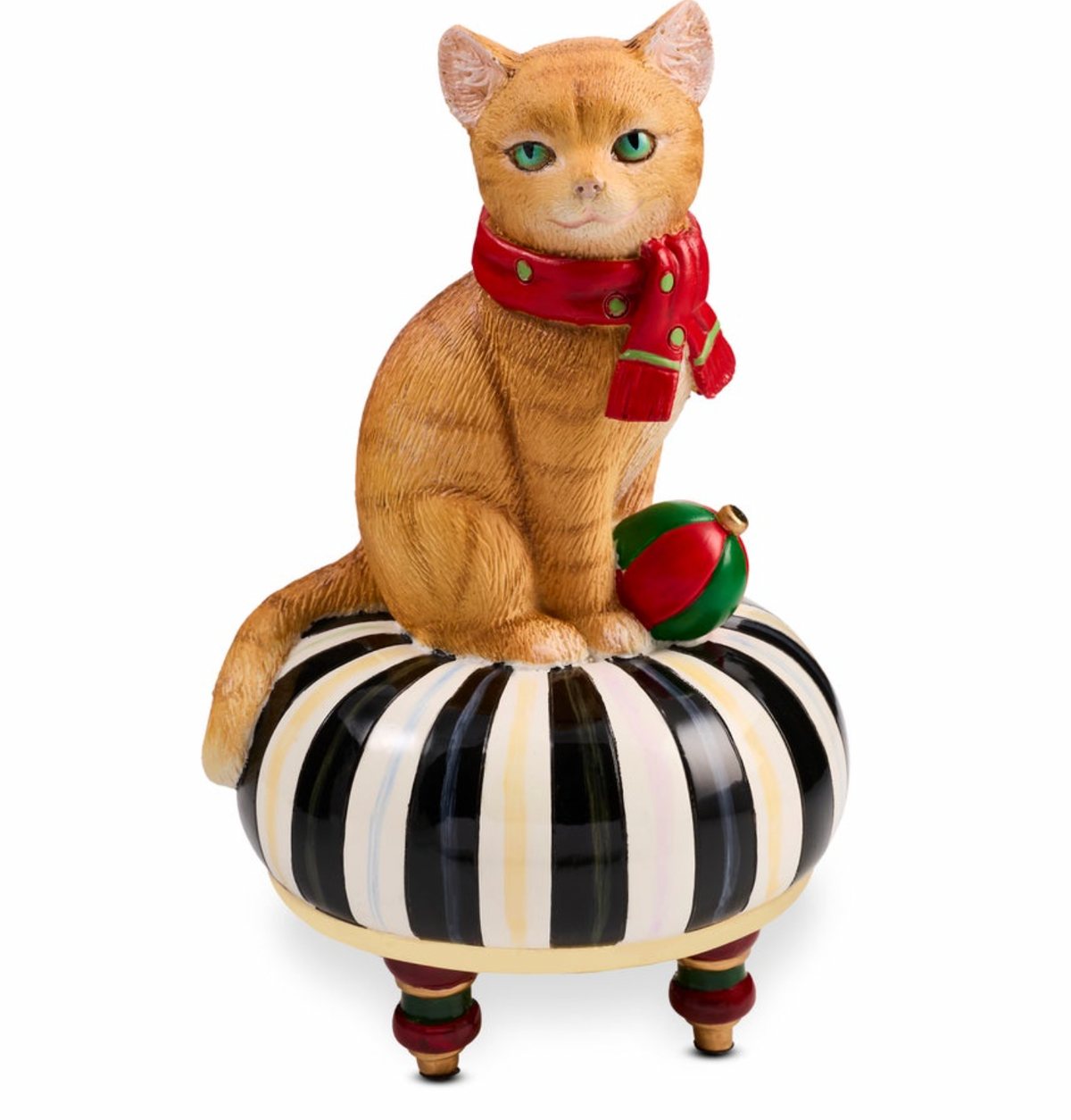 Holiday Cat on Tuffet Figurine