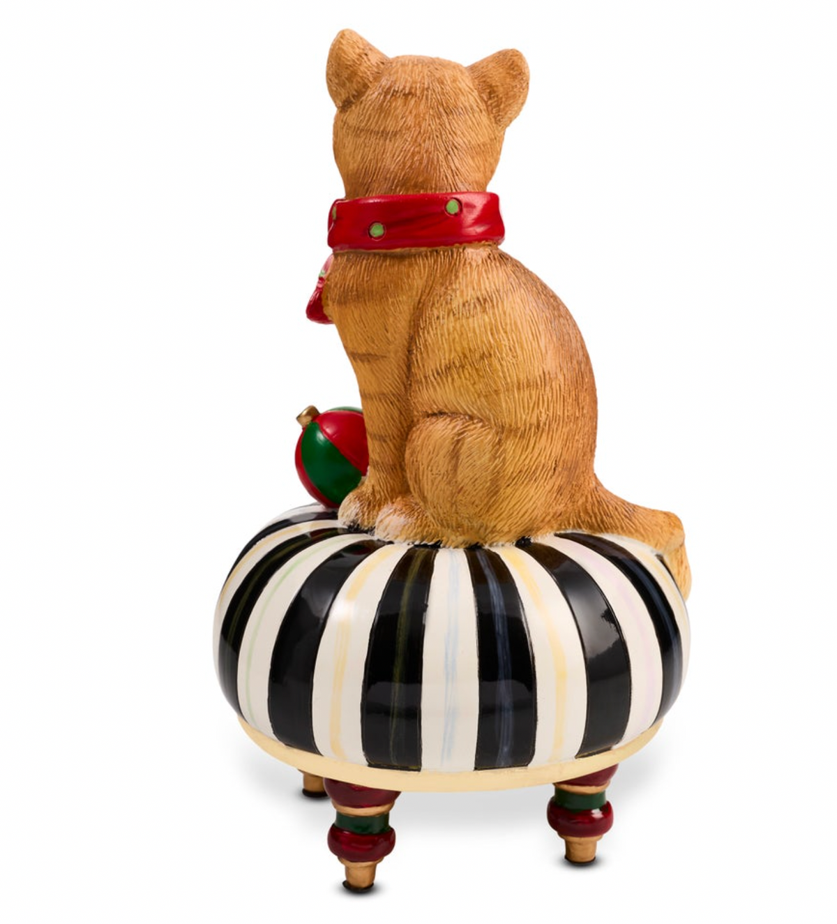 Holiday Cat on Tuffet Figurine