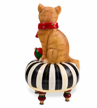 Holiday Cat on Tuffet Figurine