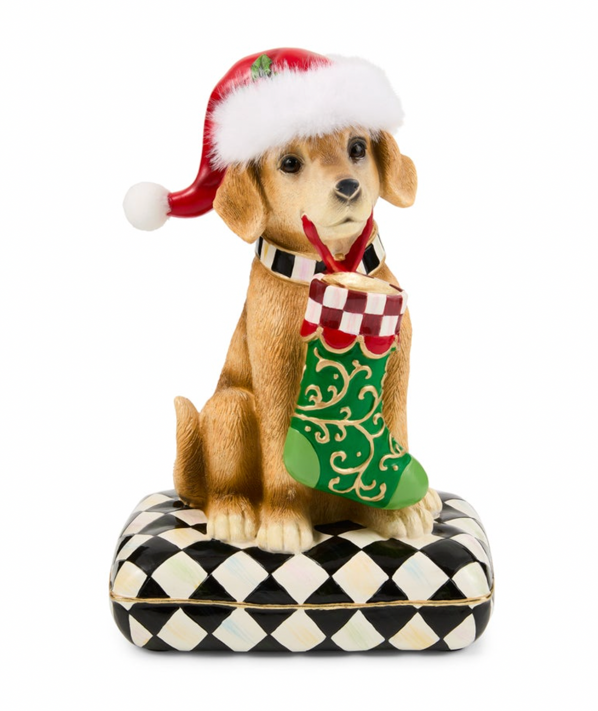 Holiday Lab Dog on Pillow Figurine