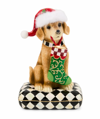 Holiday Lab Dog on Pillow Figurine