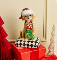Holiday Lab Dog on Pillow Figurine