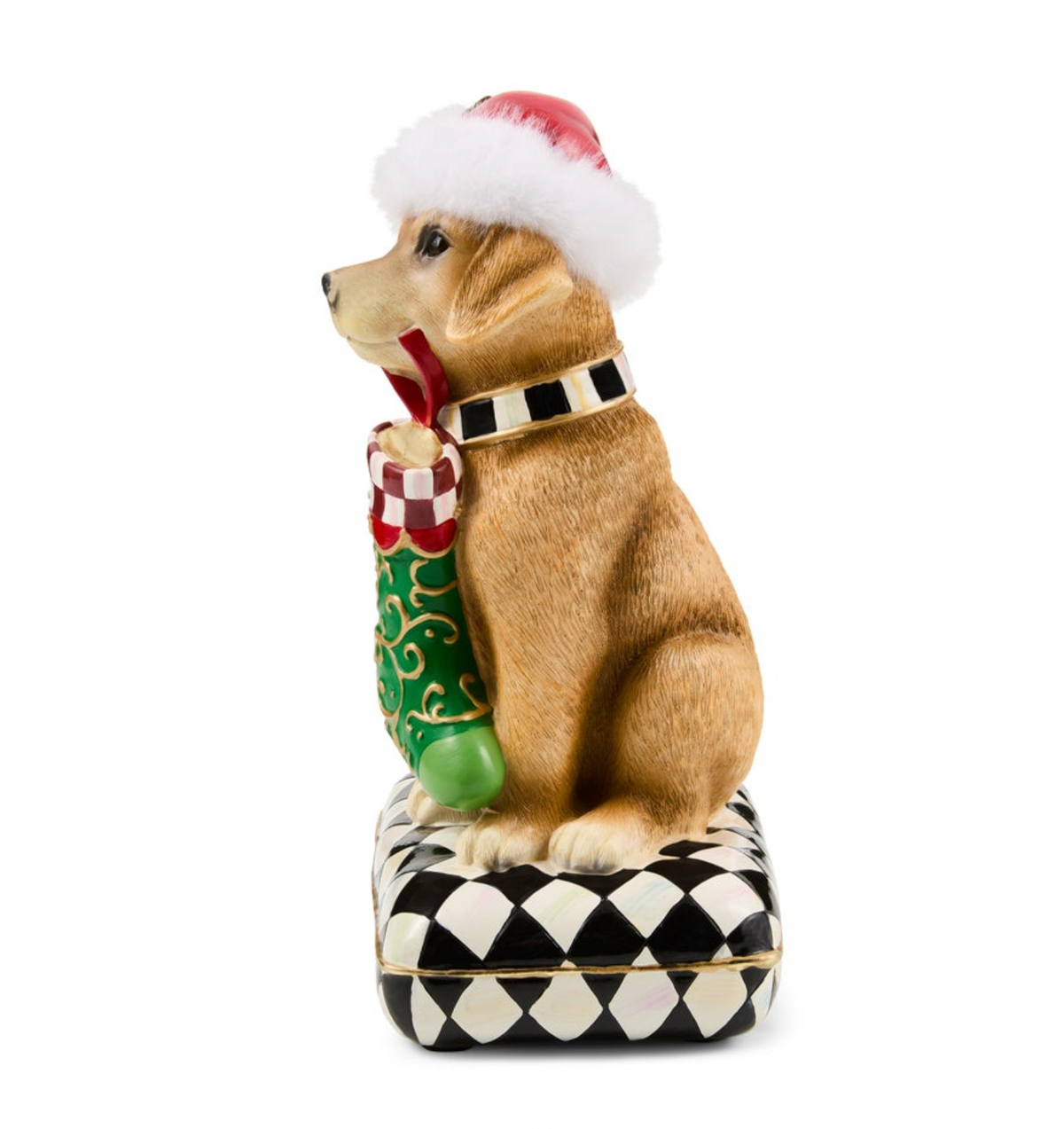 Holiday Lab Dog on Pillow Figurine