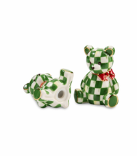 Emerald Check Holiday Bear Salt & Pepper Set