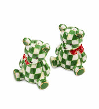 Emerald Check Holiday Bear Salt & Pepper Set
