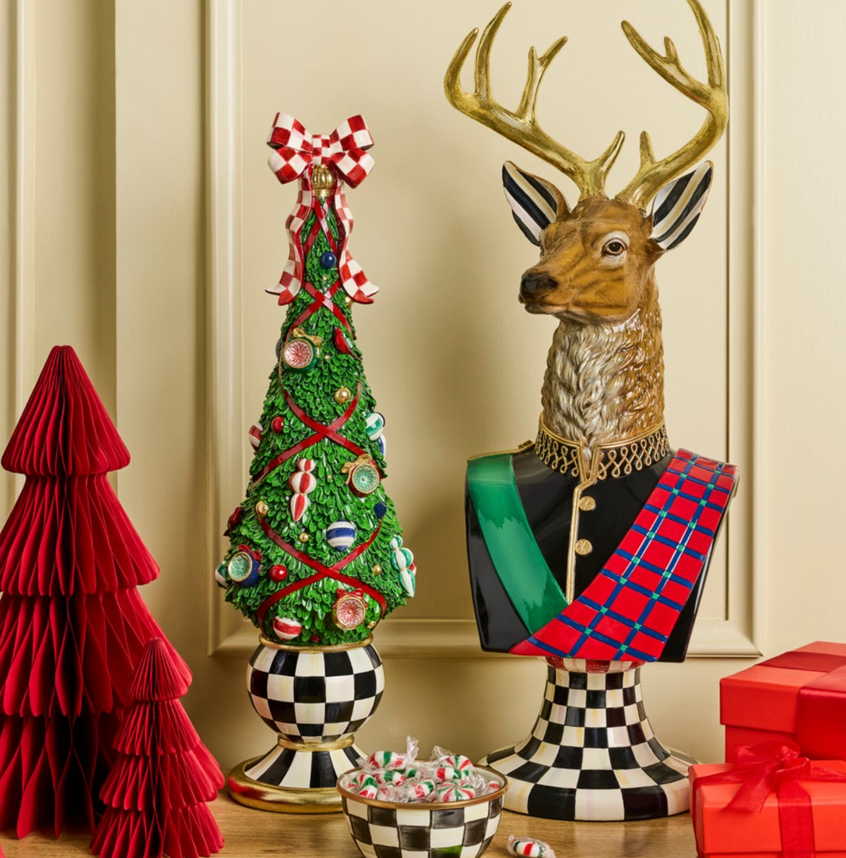 Timeless Tartan Illuminated Topiary Tree