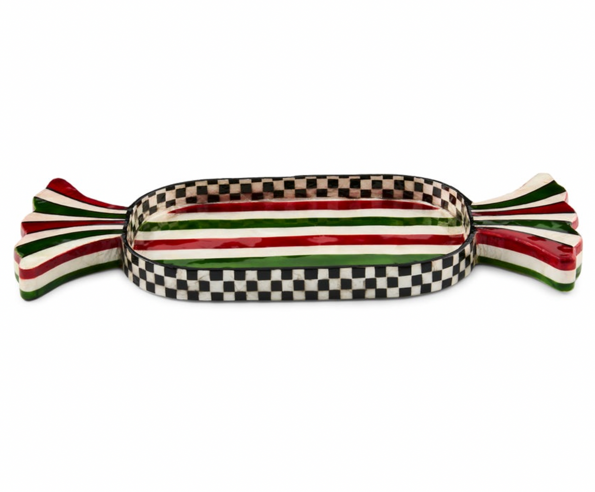 Red & Green Capiz Candy Tray