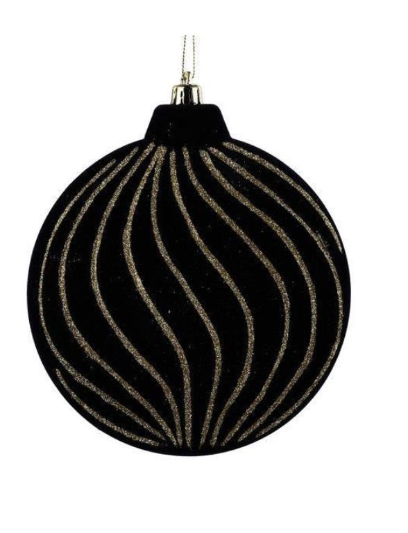 150MM FLOCK/GLTTR STRIPE FLAT BALL