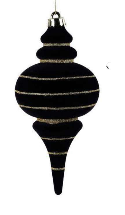 9.75"L X 4.75"DIA FLOCKED FINIAL ORN
