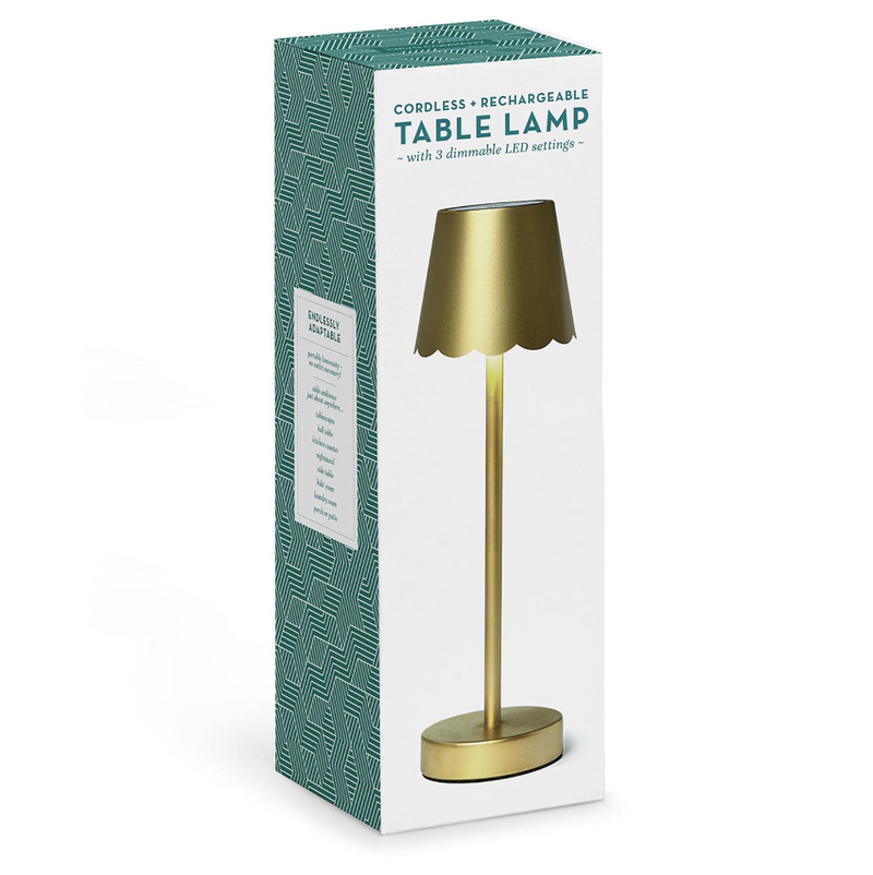 LED Cordless Table Lamp with Scalloped Edge Shade in Gift Box