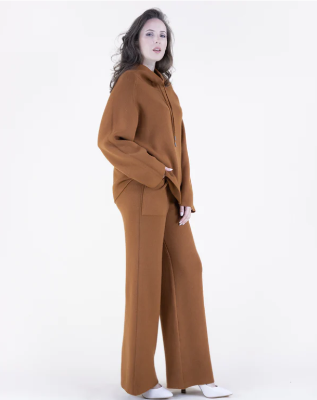 Warm Tone Wide Leg Knit Pants