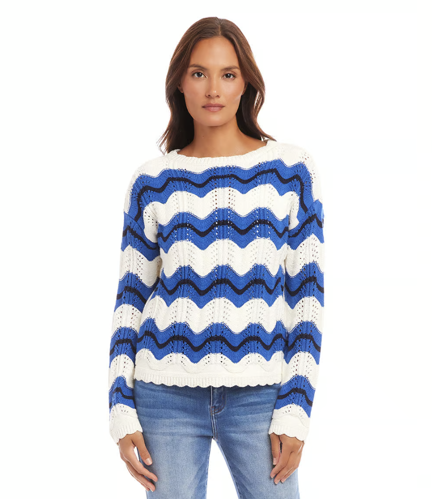 Pointelle Zigzag Sweater