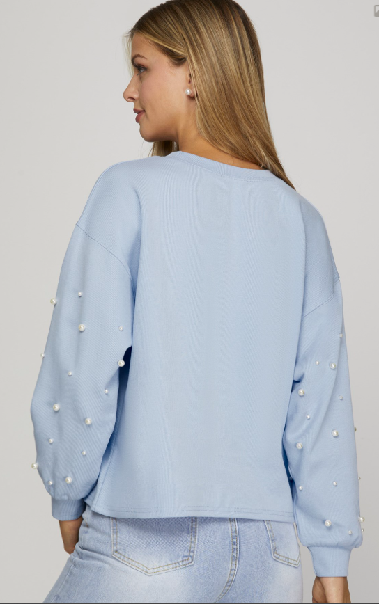 LONG SLEEVE PEARL HEAVY KNIT TOP