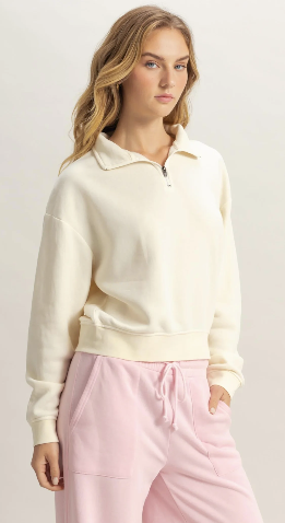 Pullover Half Zip Up Terry Sweatshirt