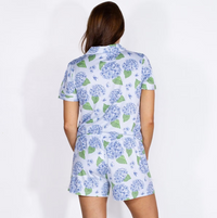 Hydrangea Short Sleeve Button Up Sleep Shirt