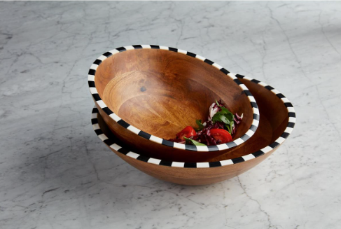 Checkered Trim Bowl Set