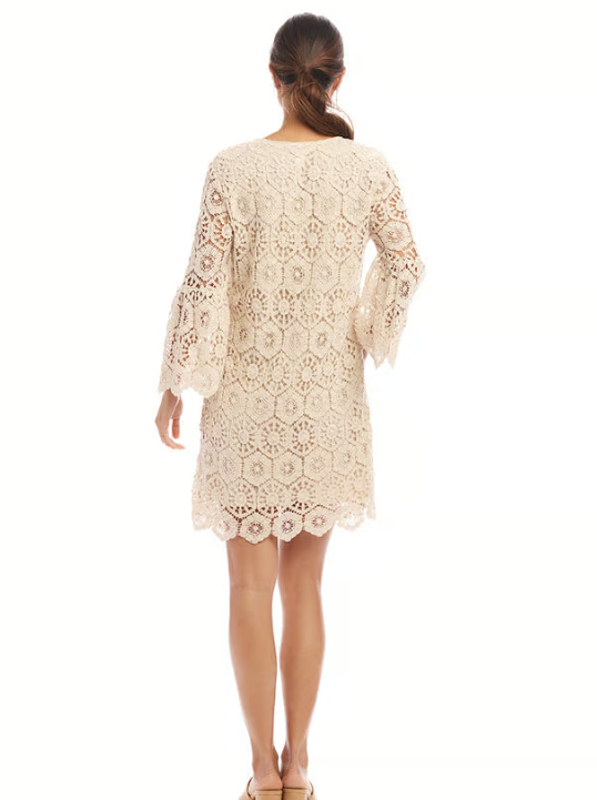 Ruffle Sleeve Crochet Dress