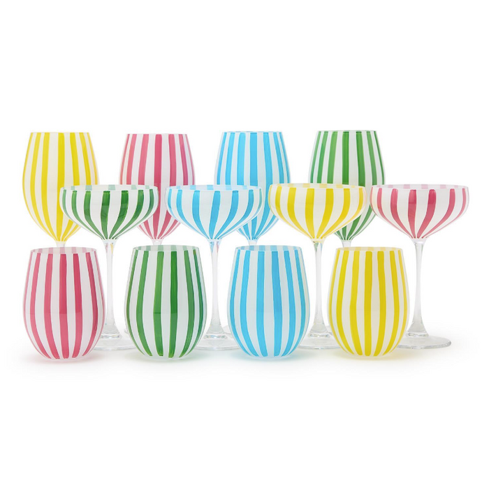 Celebration Stripe Hand-Painted Glass Drinkware