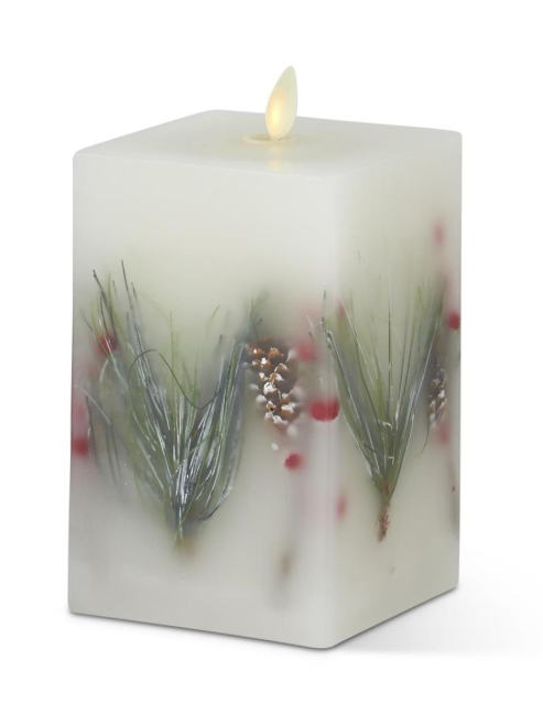 3.5 x 6.5 Inch White Wax Berry & Pine Indoor Square  Candle