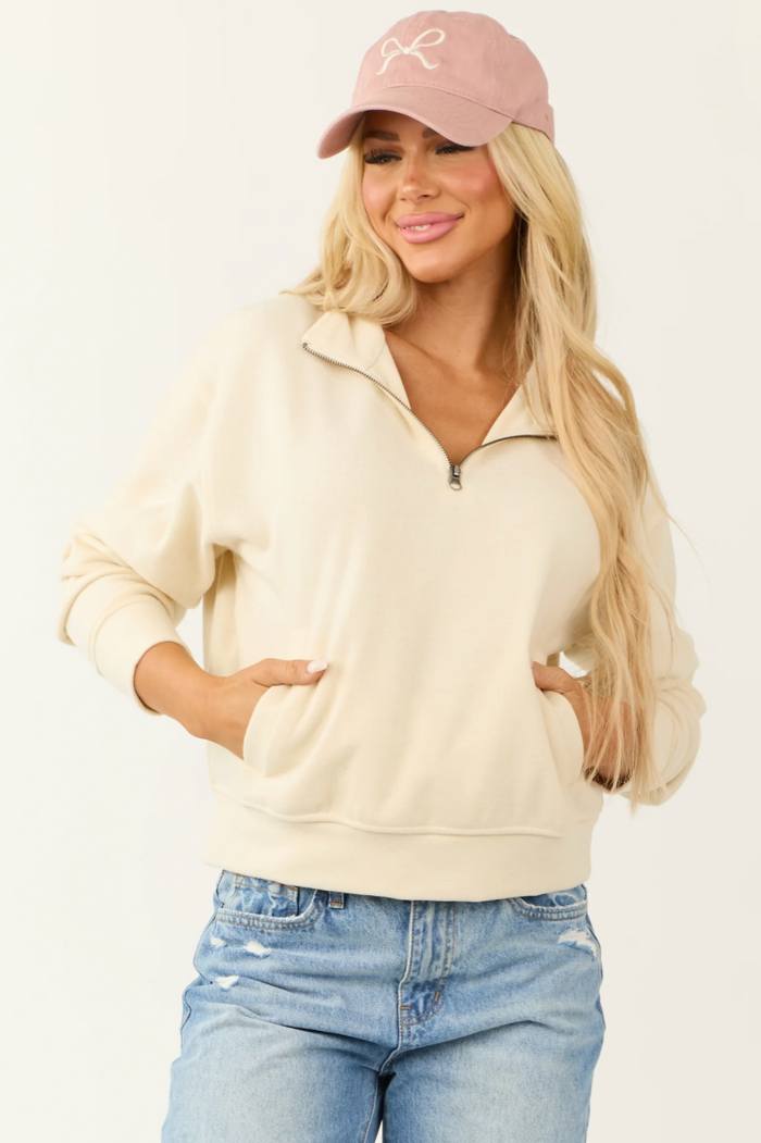 Pullover Half Zip Terry Sweatshirt